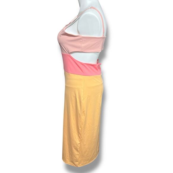 Pink Lily Womens Cutout Bodycon Dress Colorblock Pink Orange Sexy Tube Dress 3XL - Picture 5 of 10